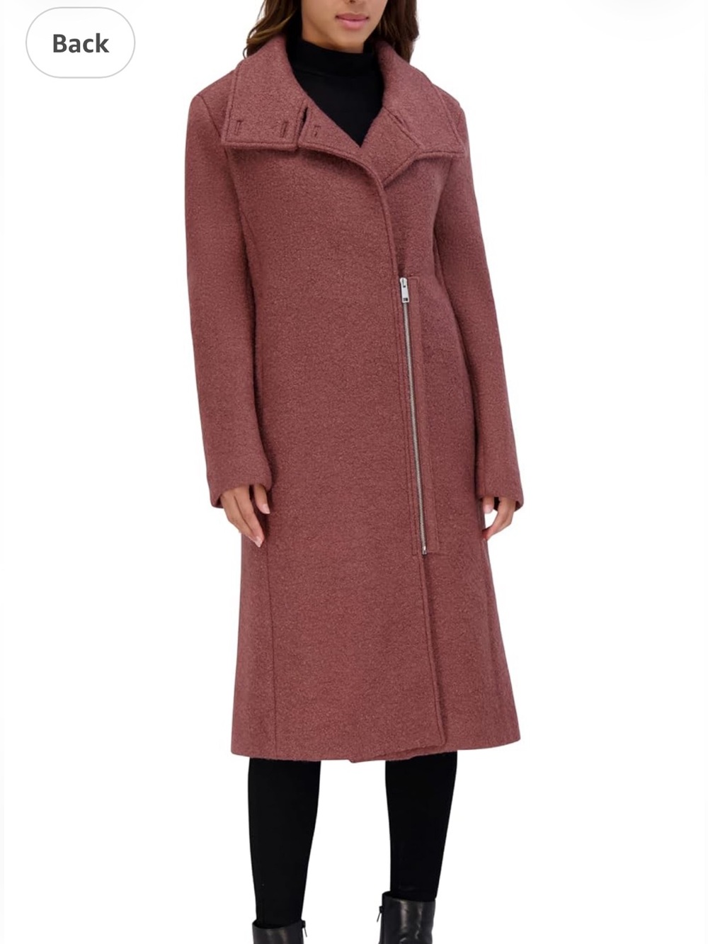 Andrew Marc Dusty Rose Bouclé Long Trench Coat